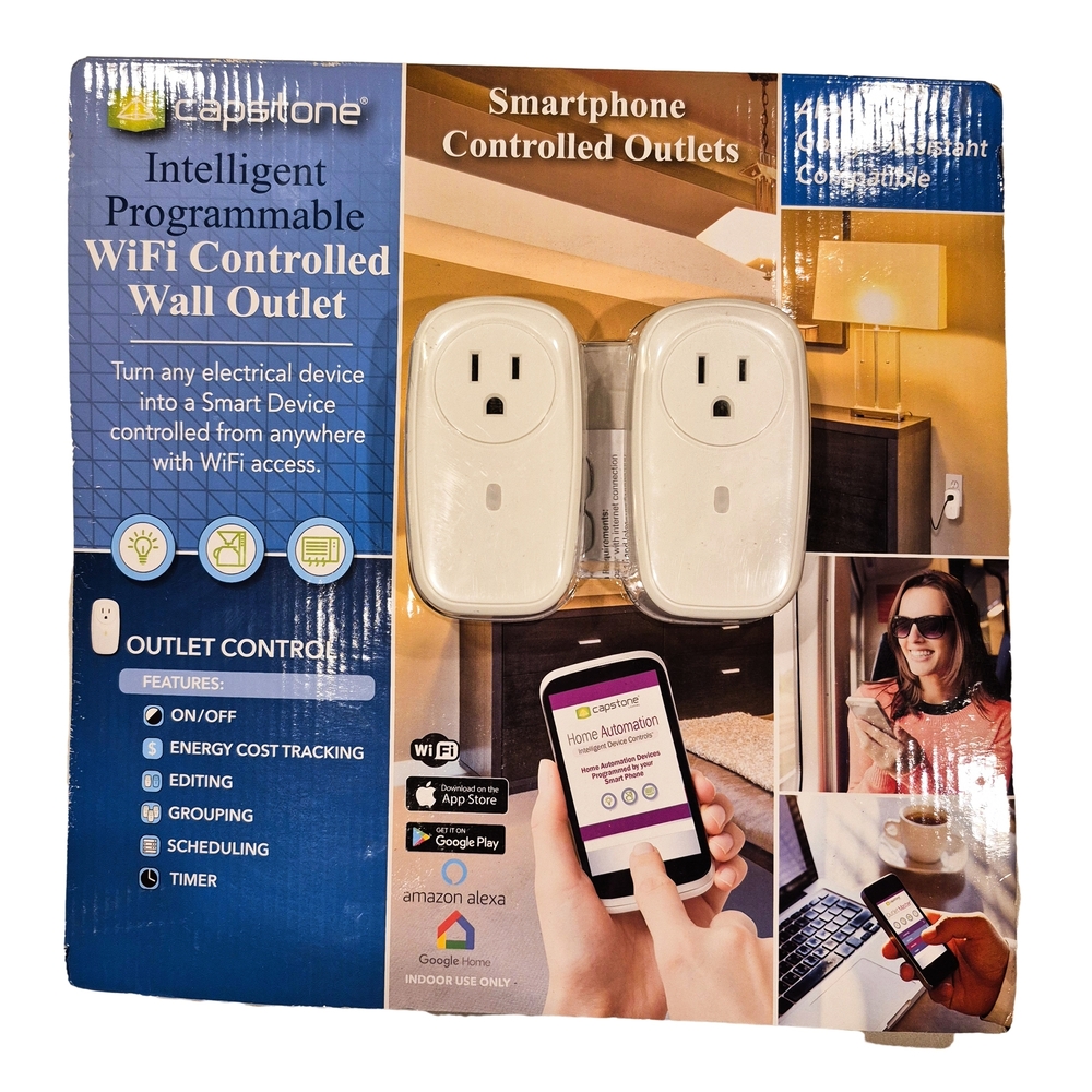 Capstone Smart WiFi Outlet 2-Pack Alexa Google Home Compatible New